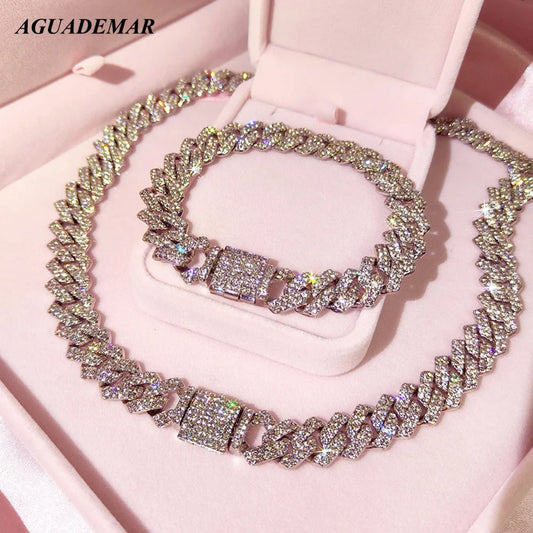 Silver Rhinestone Cuban Link Necklace